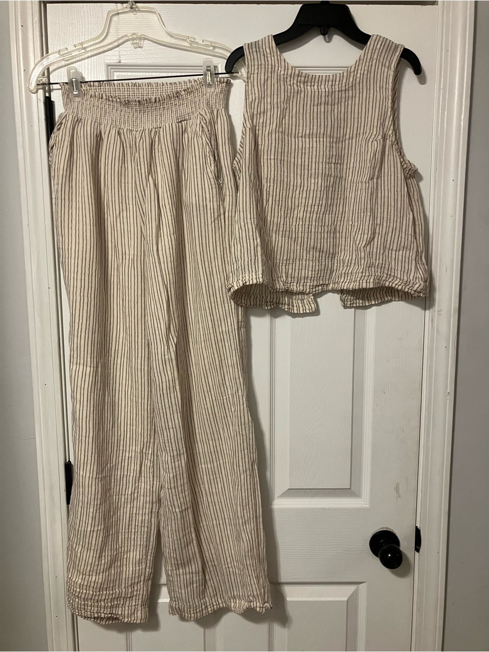Thread & Supply Matching Set Striped Crop Top and Pants Size Large